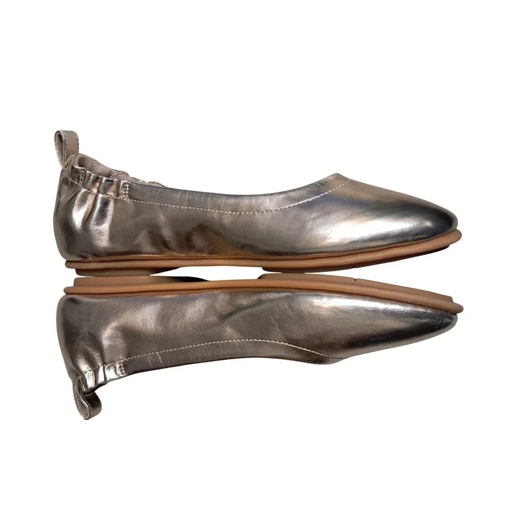 FitFlop Allegro Ballet Flats Womens 6.5 Rose Gold Metallic Leather Slip On